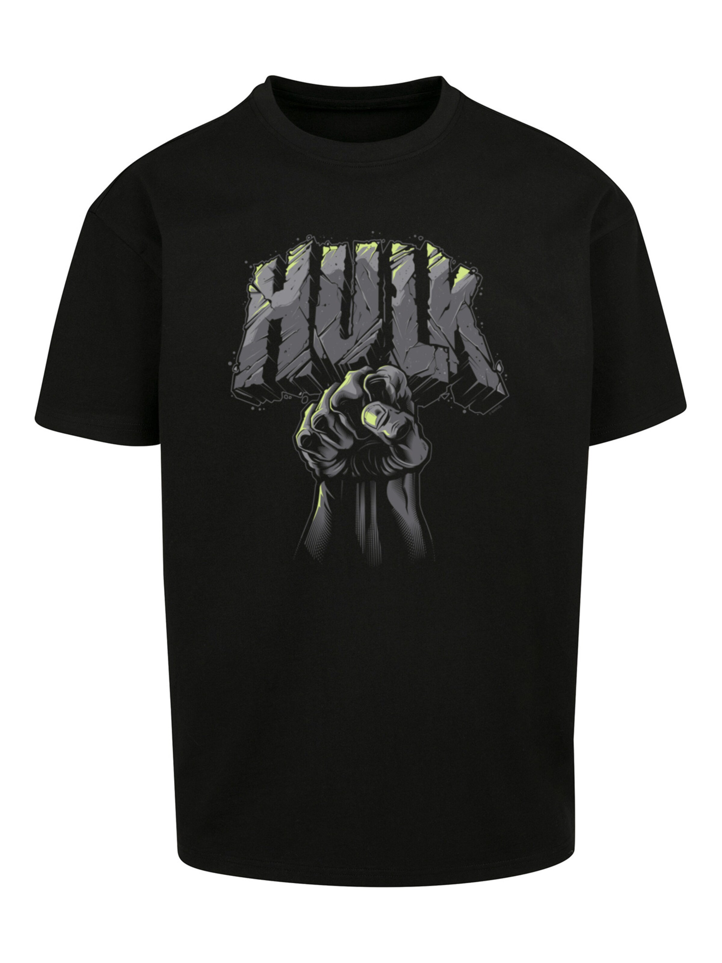 Maglietta 'Marvel Hulk Punch Logo' di F4NT4STIC in nero: frontale