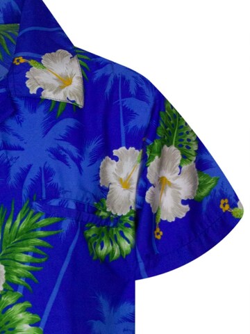 King Kameha Regular Fit Hemd 'Small Flower'‌‌‌‌‌‌‌ in Blau