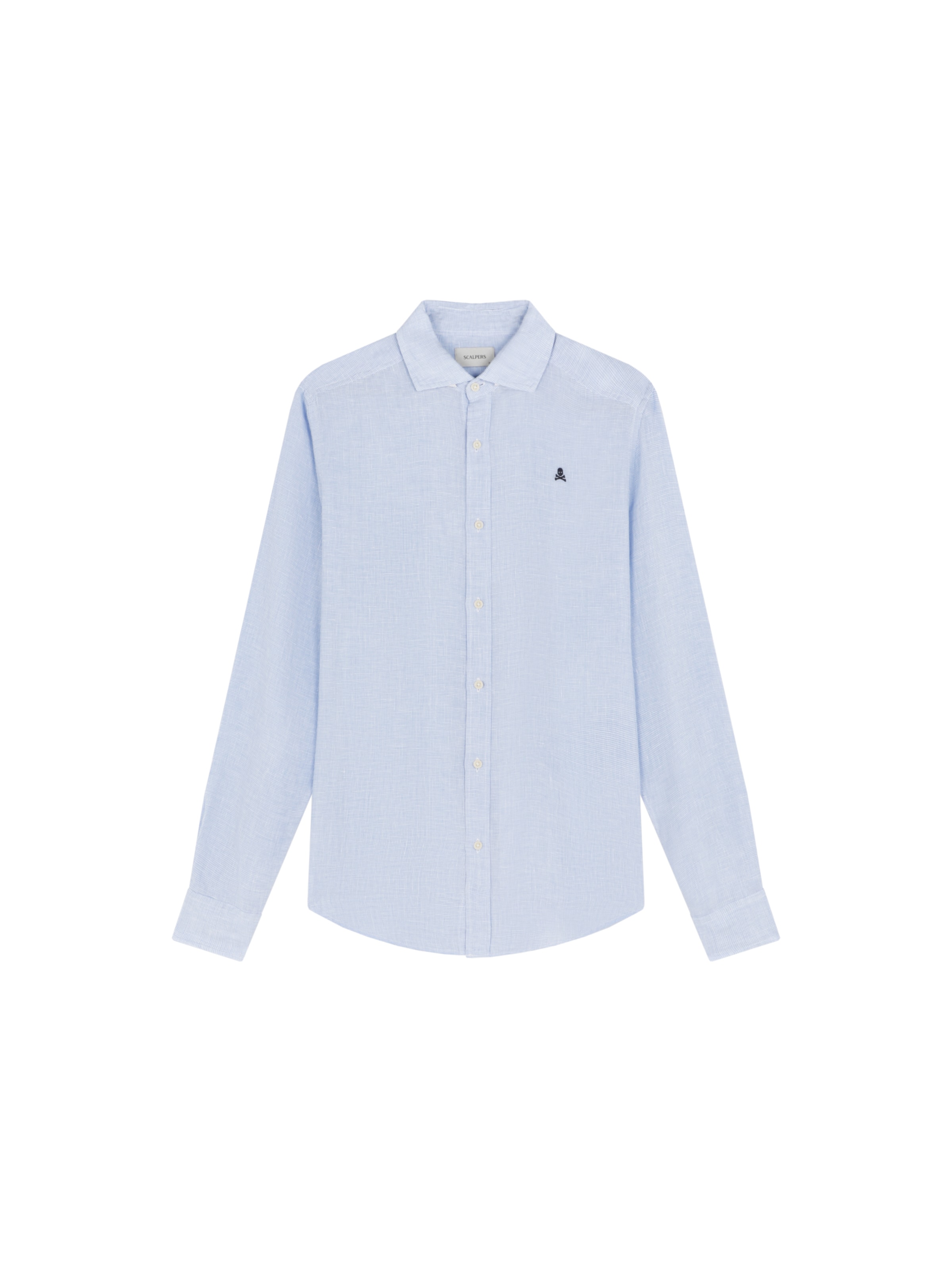 Scalpers Regular Fit Fancy Linen Shirt ' ' in Blau: Vorderseite