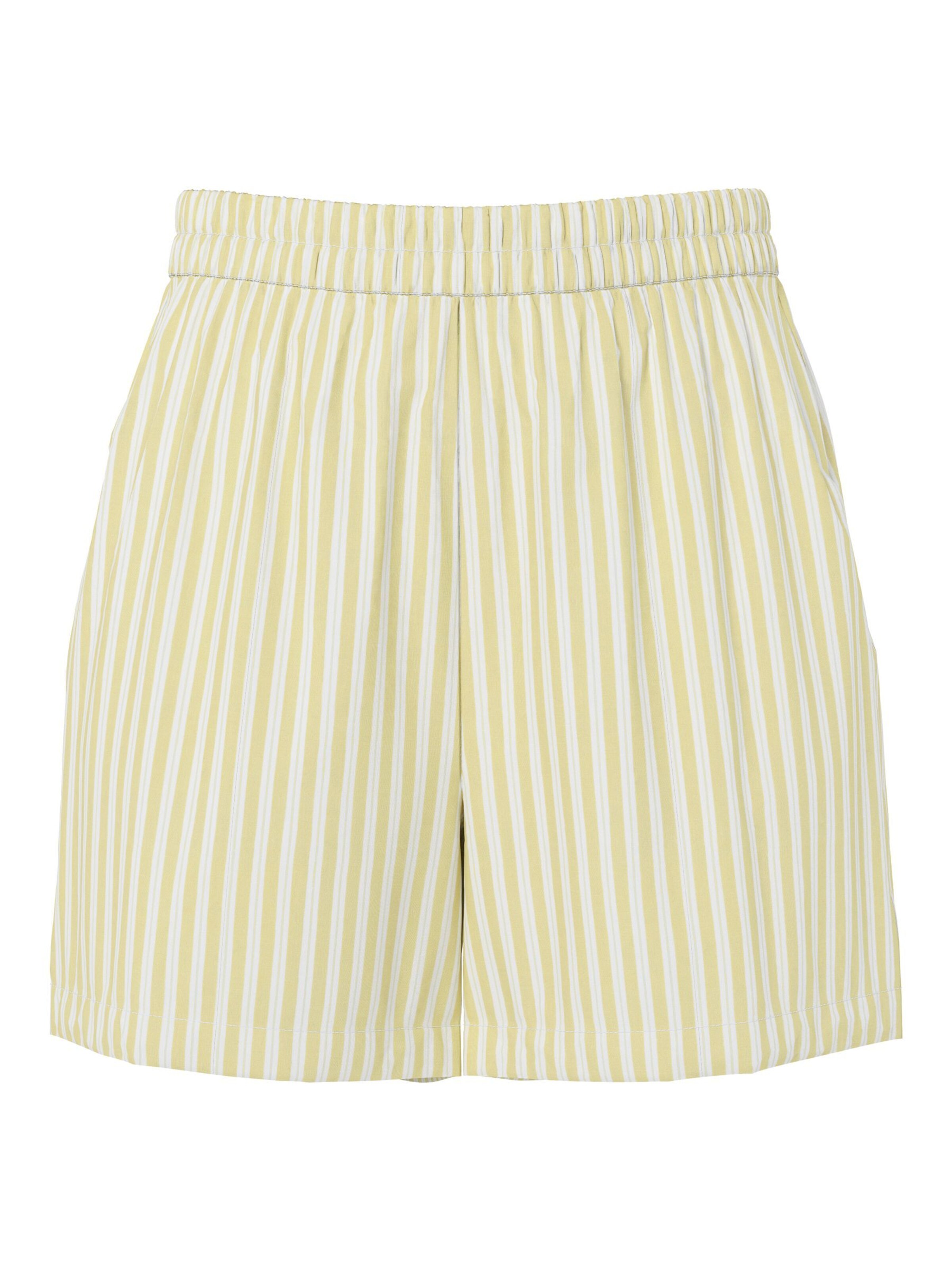 PIECES Broek 'PCJolly' in de kleur Lichtgeel / Wit, Productweergave