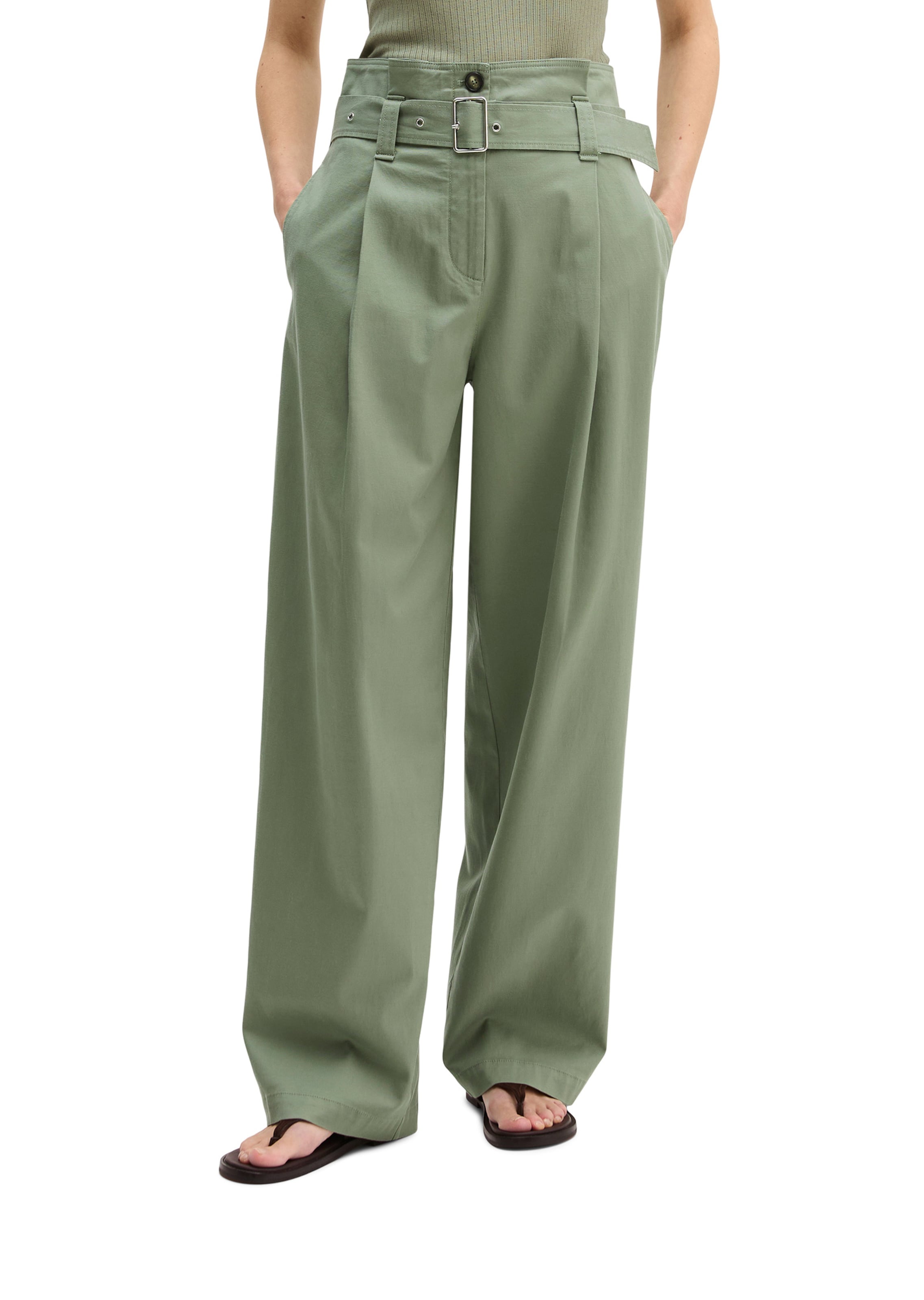 Wide Leg Pantalon à pince Marc O'Polo en vert : devant