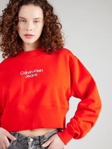 Calvin Klein Jeans Μπλούζα φούτερ 'INSTITUTIONAL' σε κόκκινο