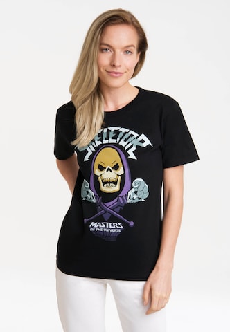 LOGOSHIRT Shirt 'Motu - Skeletor' in Black: front