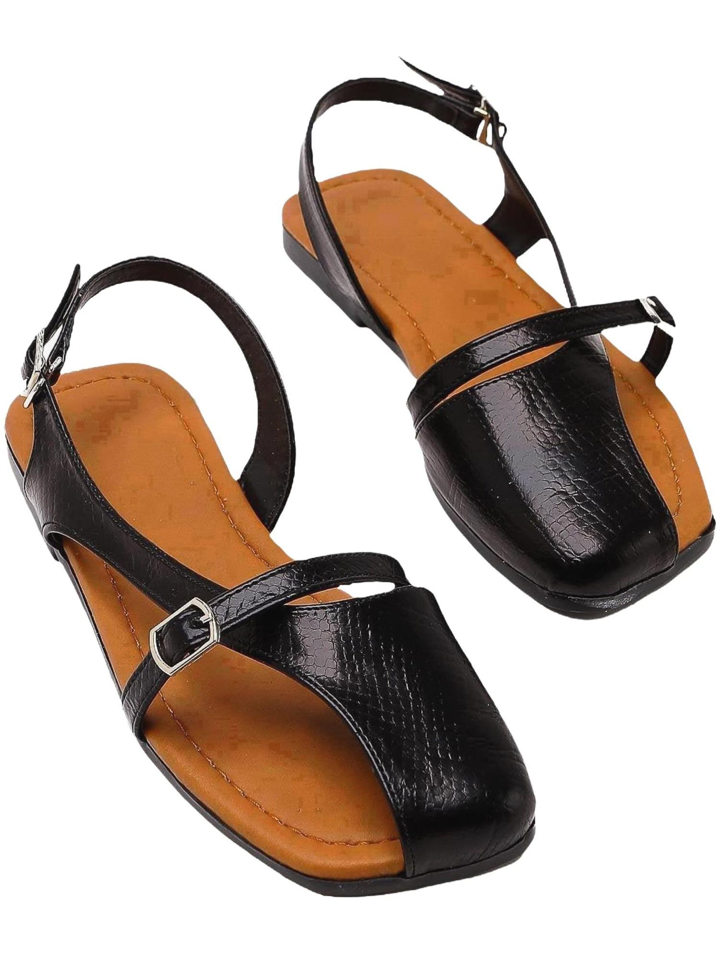 Limoya - Sandalias 'Almina' en negro: frente