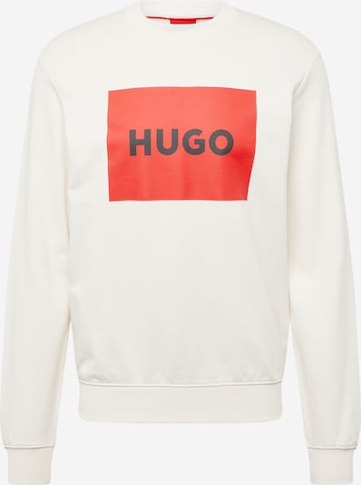 HUGO Red Sweatshirt 'Duragol' in de kleur Crème / Oranjerood / Zwart, Productweergave