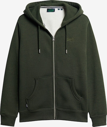 Superdry Sweatjacke 'Essential' in Grün: predná strana