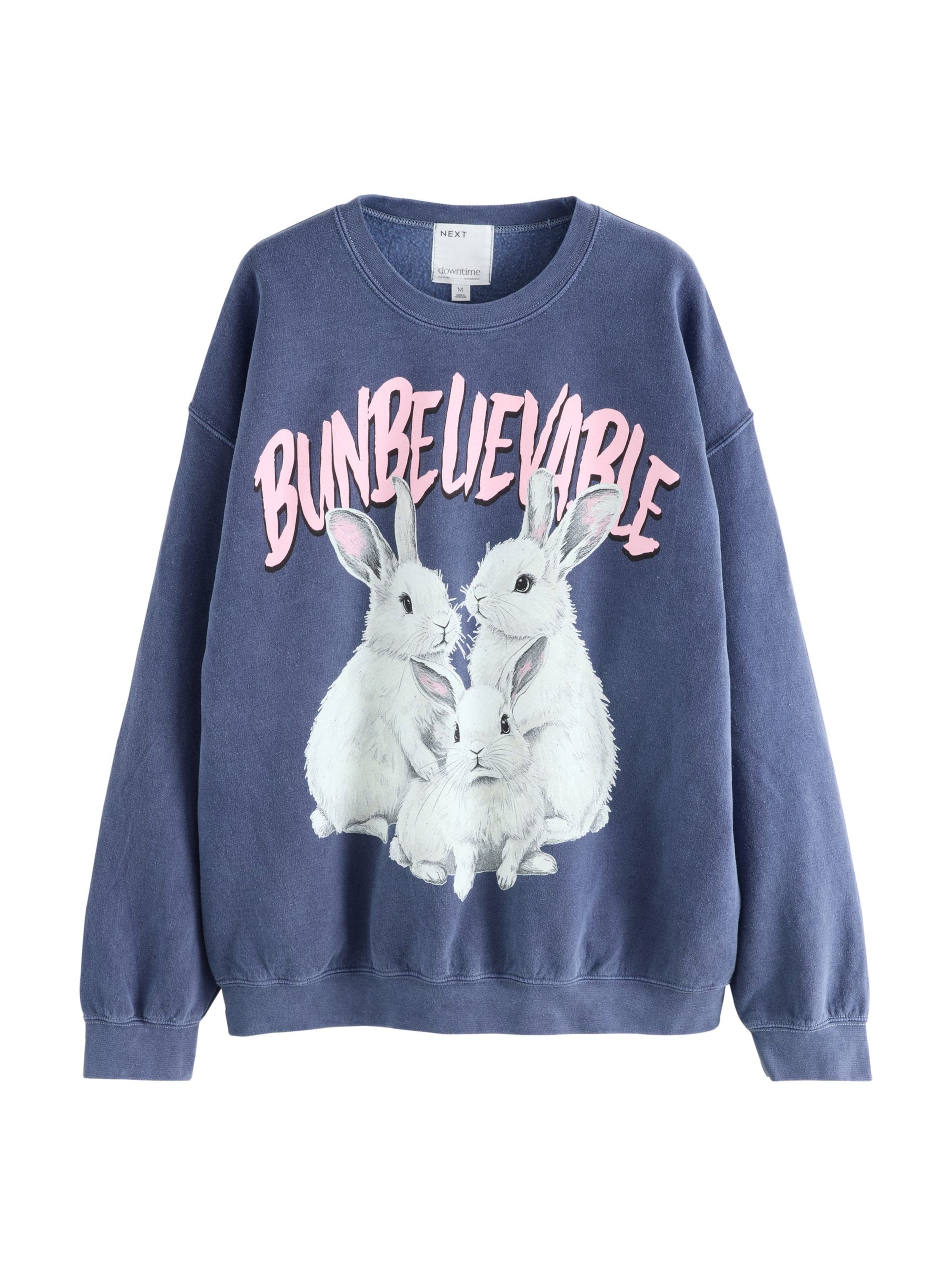 Next Sweat-shirt en bleu marine / gris clair / rose / blanc, Vue avec produit