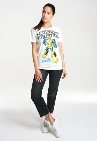 LOGOSHIRT Shirt 'Bumblebee - Autobots' in White