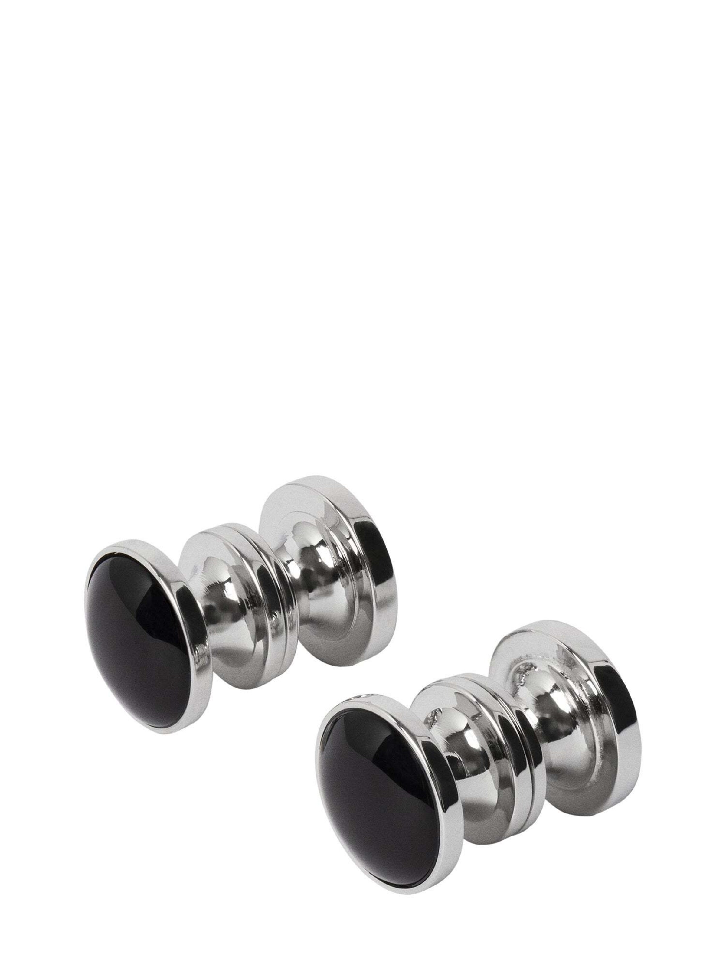 Hackett London Manschettenknöpfe in schwarz / silber, Produktansicht