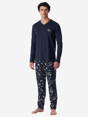 Pyjama long ' Family ' SCHIESSER en bleu : devant