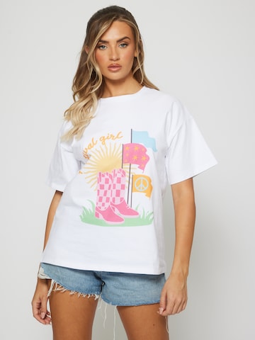 T-shirt oversize South Beach en blanc : devant