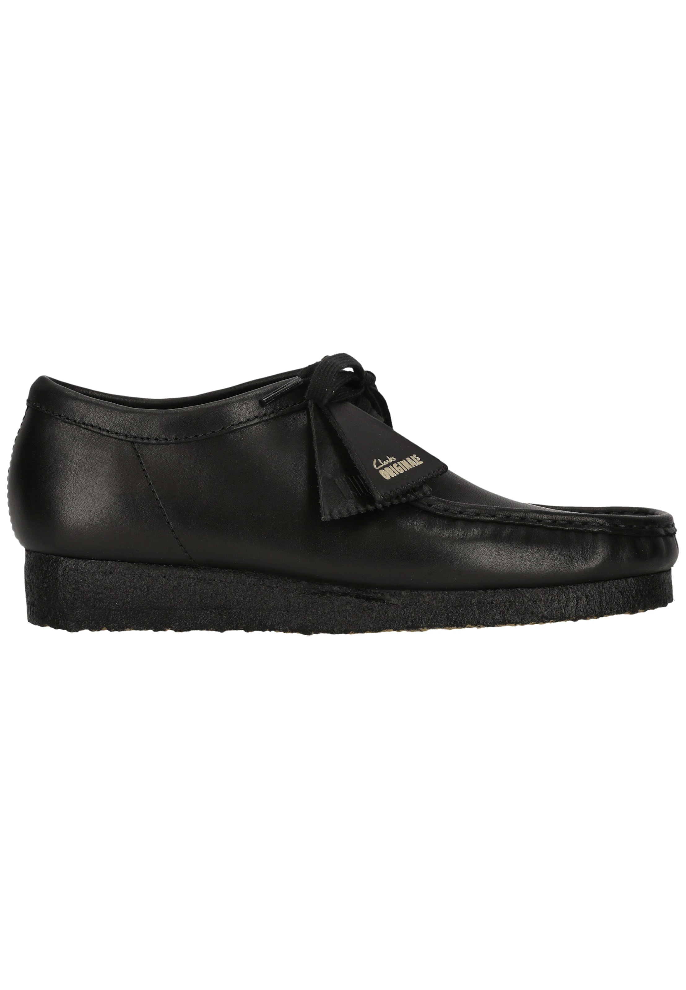 CLARKS Veterschoen 'Wallabee Black Leather' in Zwart