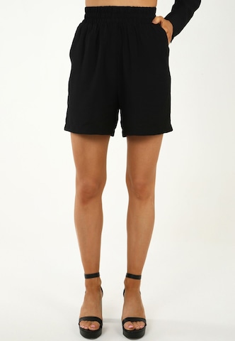 Awesome Apparel Regular Pleat-Front Pants in Black: front