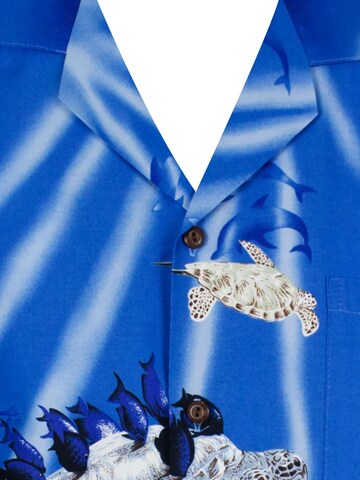 KY's Regular fit Button Up Shirt 'Turtle NEW' in Blue