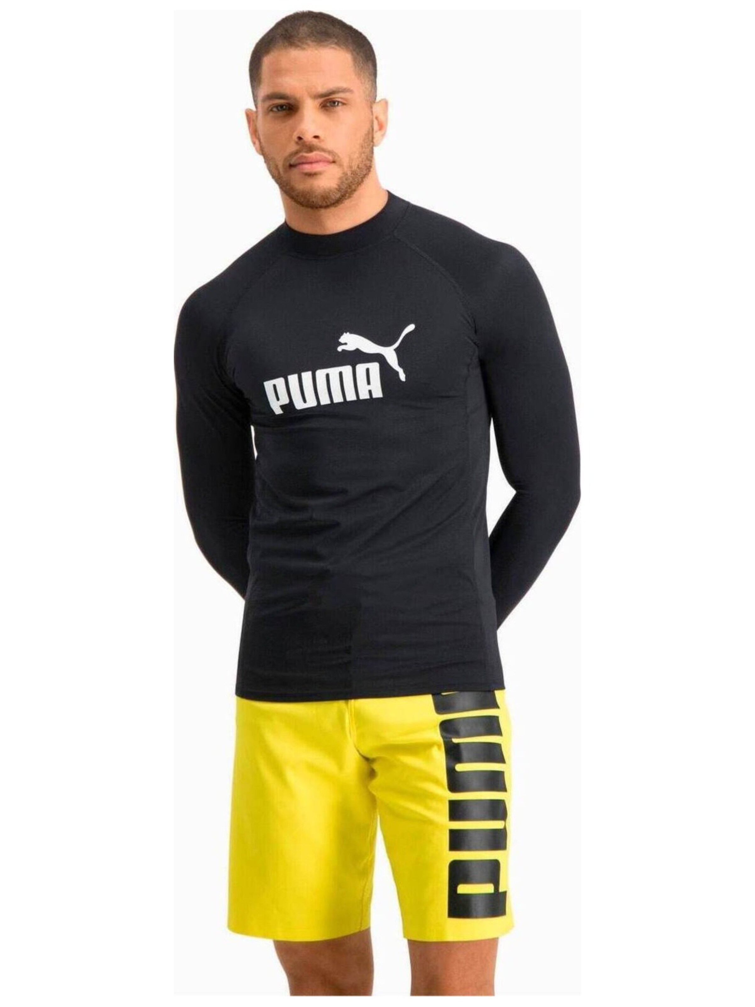 PUMA Shirt 'Puma Swim Men Long Sleeve Rash Guard 1p' in Black