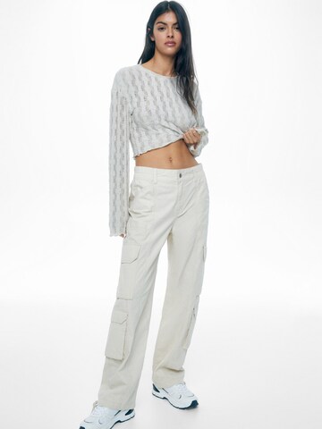 Pull&Bear Wide Leg Jeans in Beige: Vorderseite