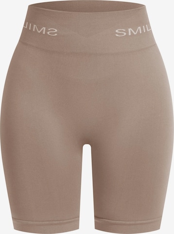 Smilodox Skinny Workout Pants 'Azura' in Brown: front