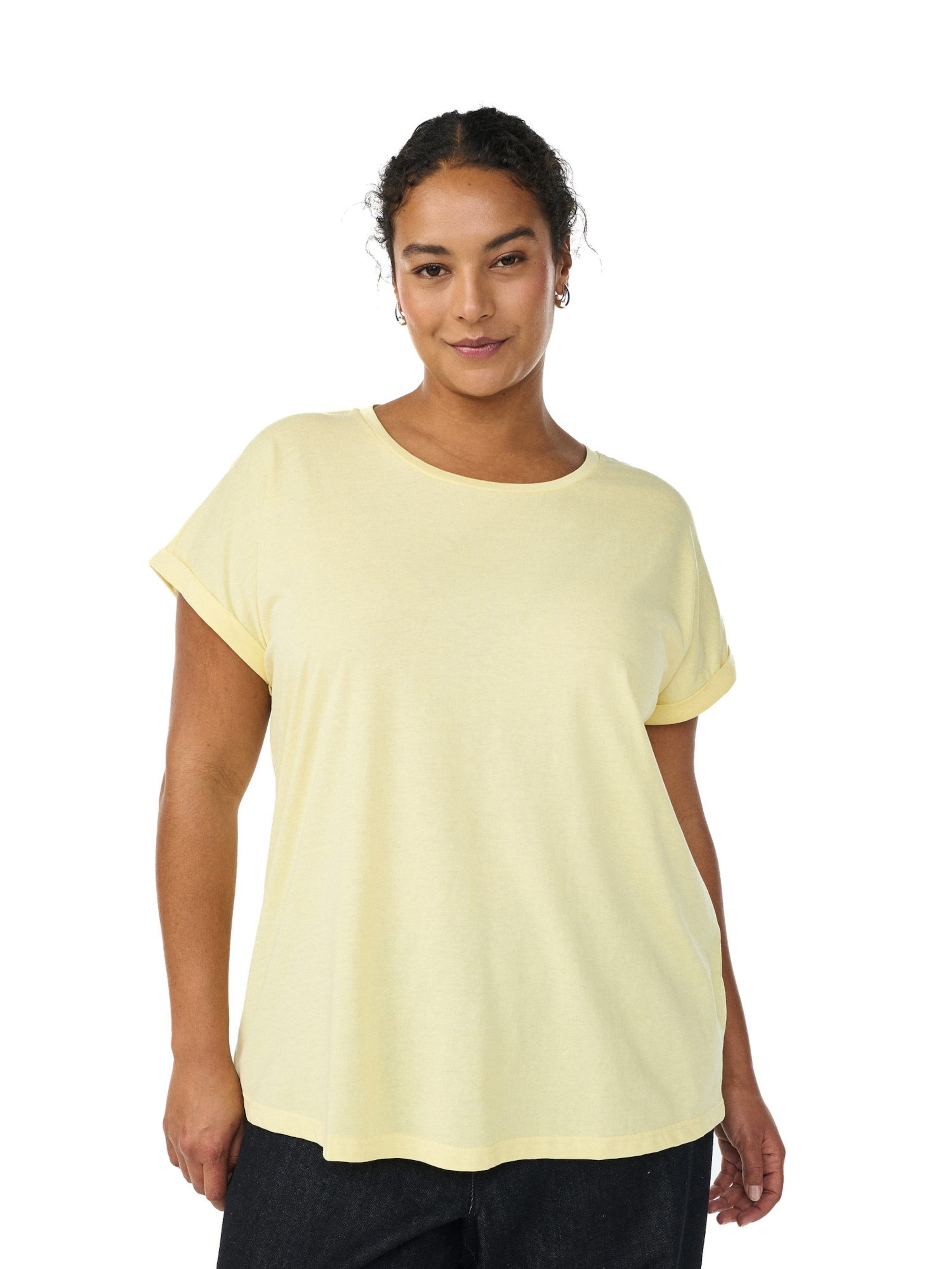 T-shirt 'MKATJA' Zizzi en jaune : devant