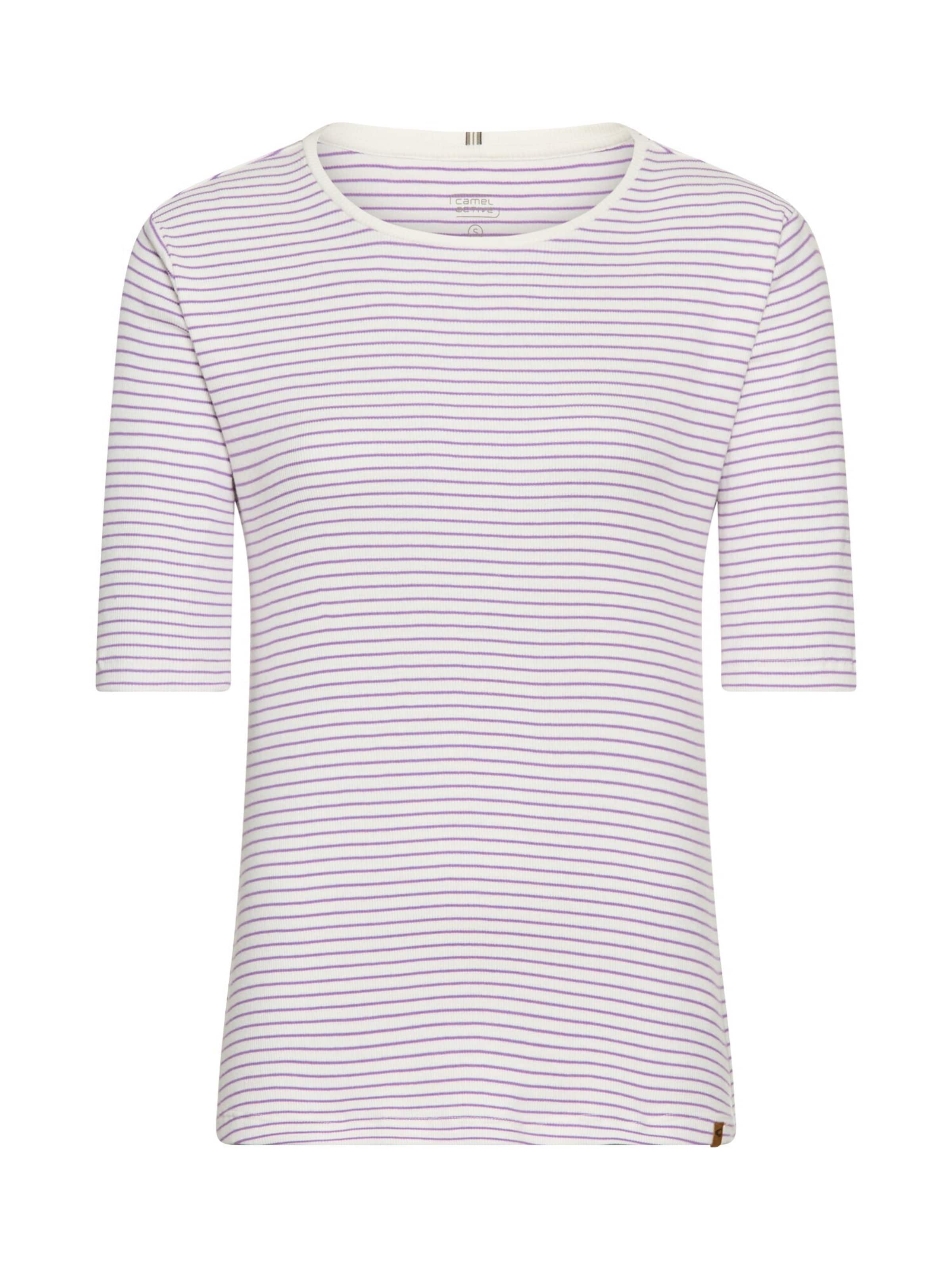 CAMEL ACTIVE Gestreiftes Rundhals T-Shirt aus reiner Baumwolle in Lila: Vorderseite