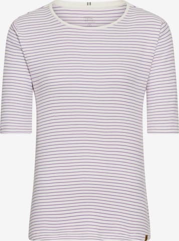 CAMEL ACTIVE Gestreiftes Rundhals T-Shirt aus reiner Baumwolle in Lila: Vorderseite