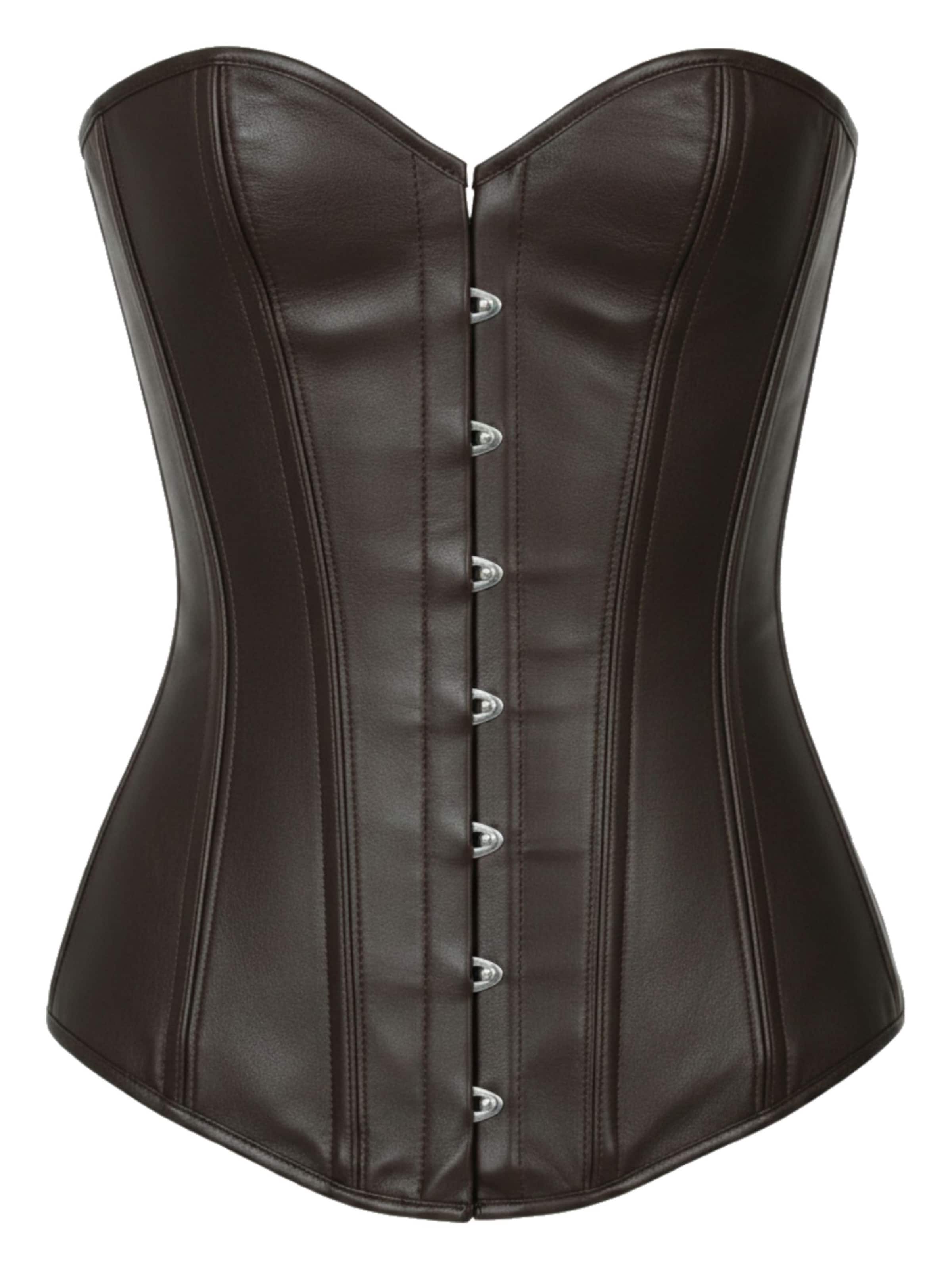 fapedo Bodice 'Leder Vollbrust Korsett Corsage Lx99' in Brown: front