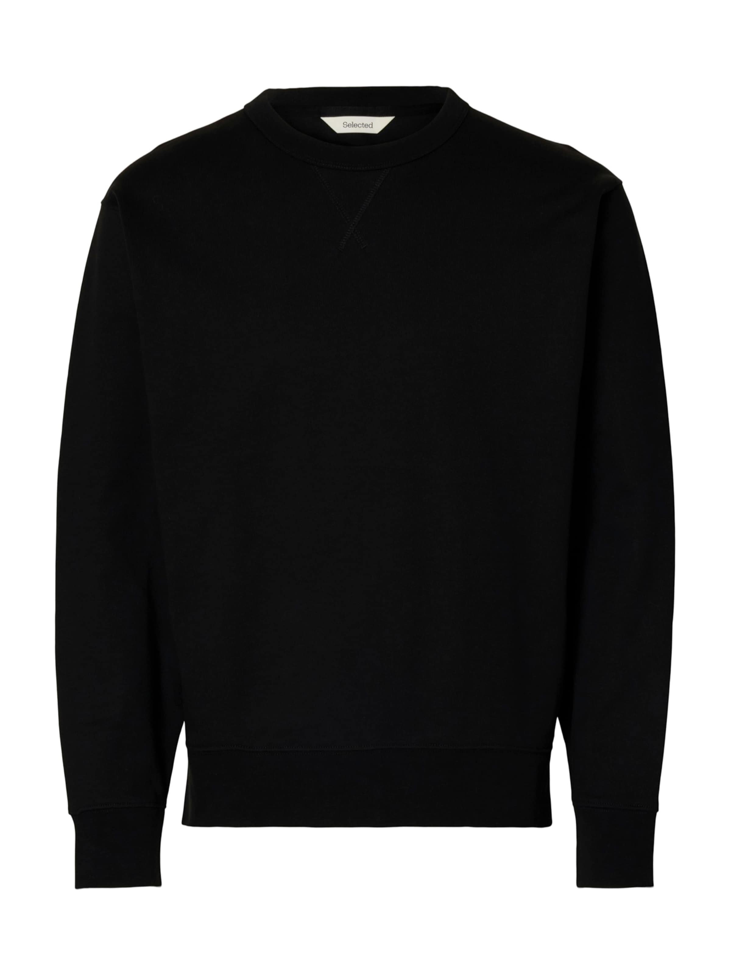 SELECTED Sweatshirt 'SLHLUKE' in Zwart: voorkant