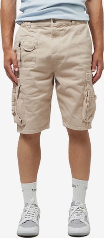 Low Lights Studios Regular Cargo Jeans in Beige: front