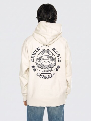 EDWIN Sweatshirt 'Music Channel Hoodie Sweat Whisper White'‌‌‌‌‌‌‌ in Weiß