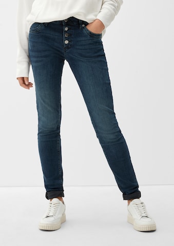 QS Slimfit Jeans i blå: forside