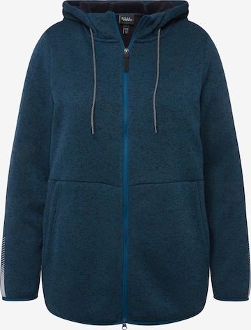 Ulla Popken Fleece jas in Blauw: voorkant