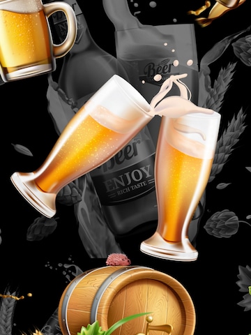 Hawaiihemdshop.de Regularny krój Koszula 'Hawaiihemd "Hawaiian Beer"' w kolorze czarny