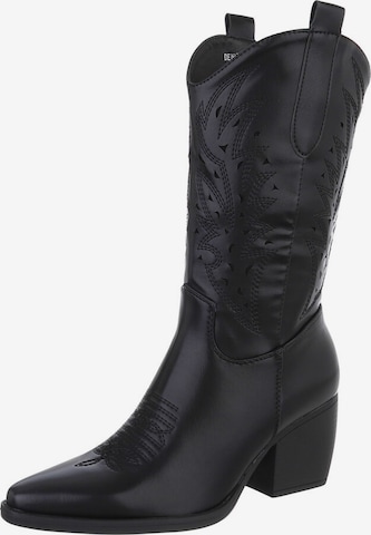 Ital-Design Cowboy Boots 'Western' in Black: front