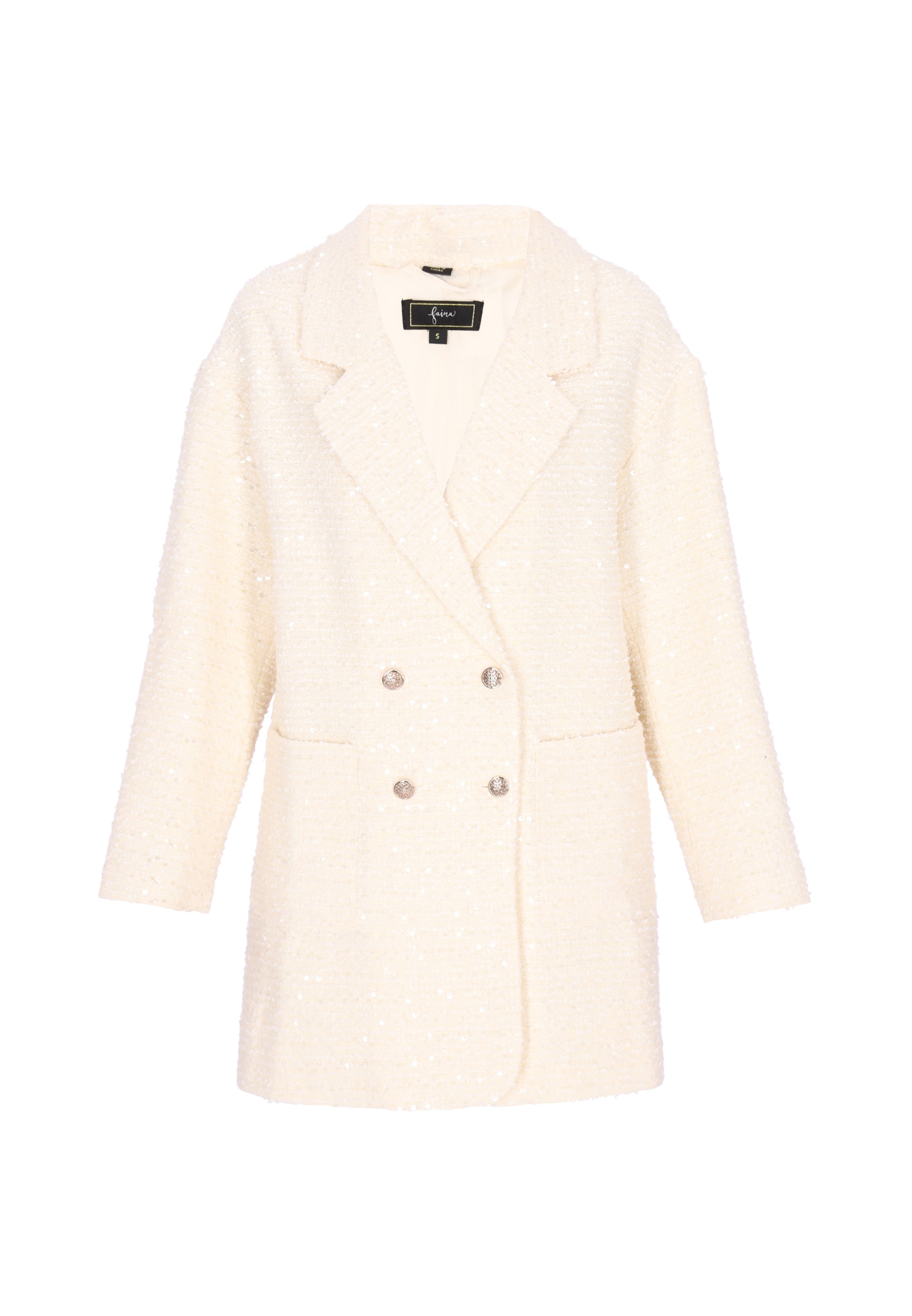 faina Between-seasons coat 'Festive' in White: front