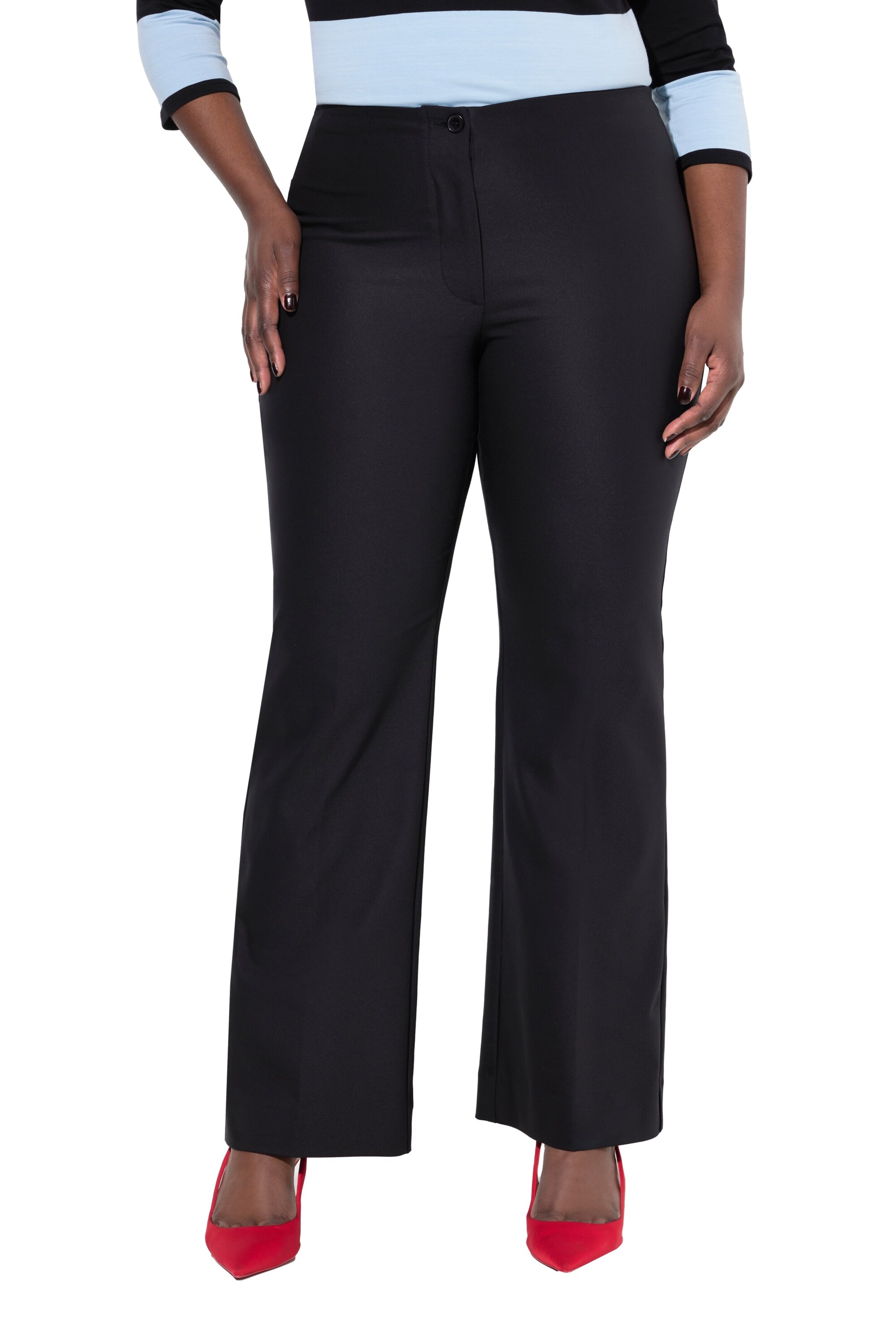 Ulla Popken Flared Hose in Schwarz: Vorderseite