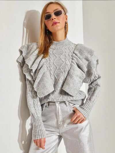 Bianco Lucci Pullover 'Pullover' em S-M em cinzento, Vista do artigo