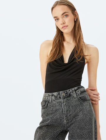 Koton Shirt Bodysuit in Black