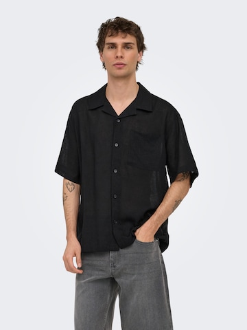 Only & Sons Comfort Fit Πουκάμισο 'ONSLAURENCE' σε μαύρο: μπροστά