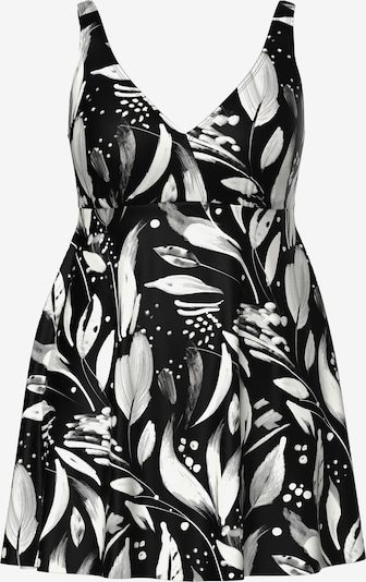 Ulla Popken Badeanzugkleid in XL-XXL in schwarz / weiß, Produktansicht