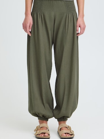 Oxmo - Loosefit Pantalón ' OXNInna Linen Mix Relaxed Fit ' en verde