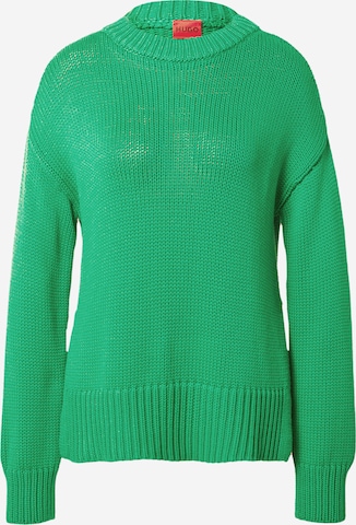 HUGO Пуловер 'Smegina' в зелено: отпред