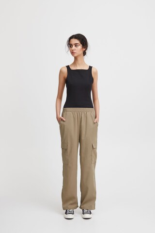 ICHI Wide leg Pants 'Kecia' in Brown