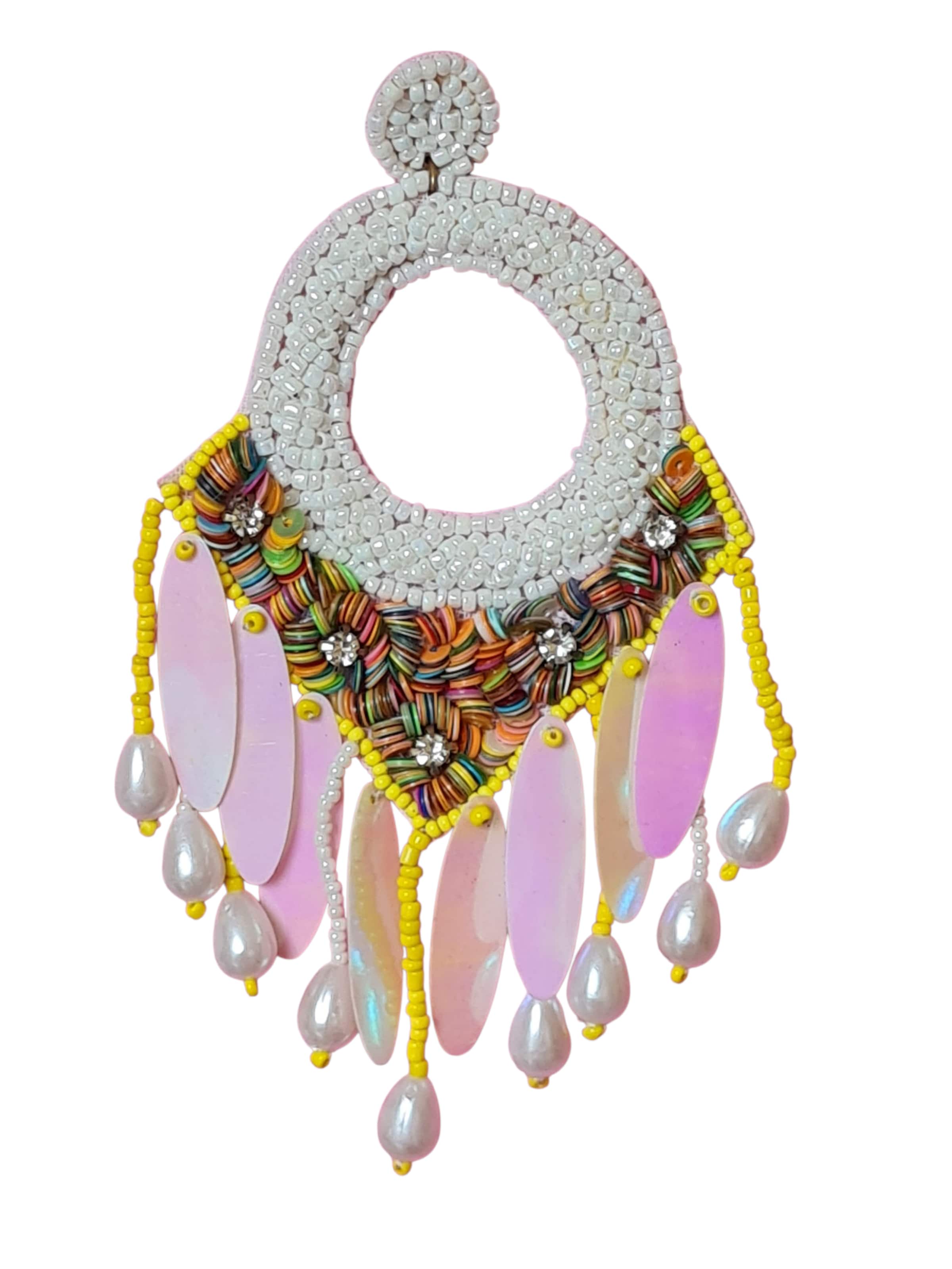 PfauGermany Earrings 'Hangeing Beads' in White