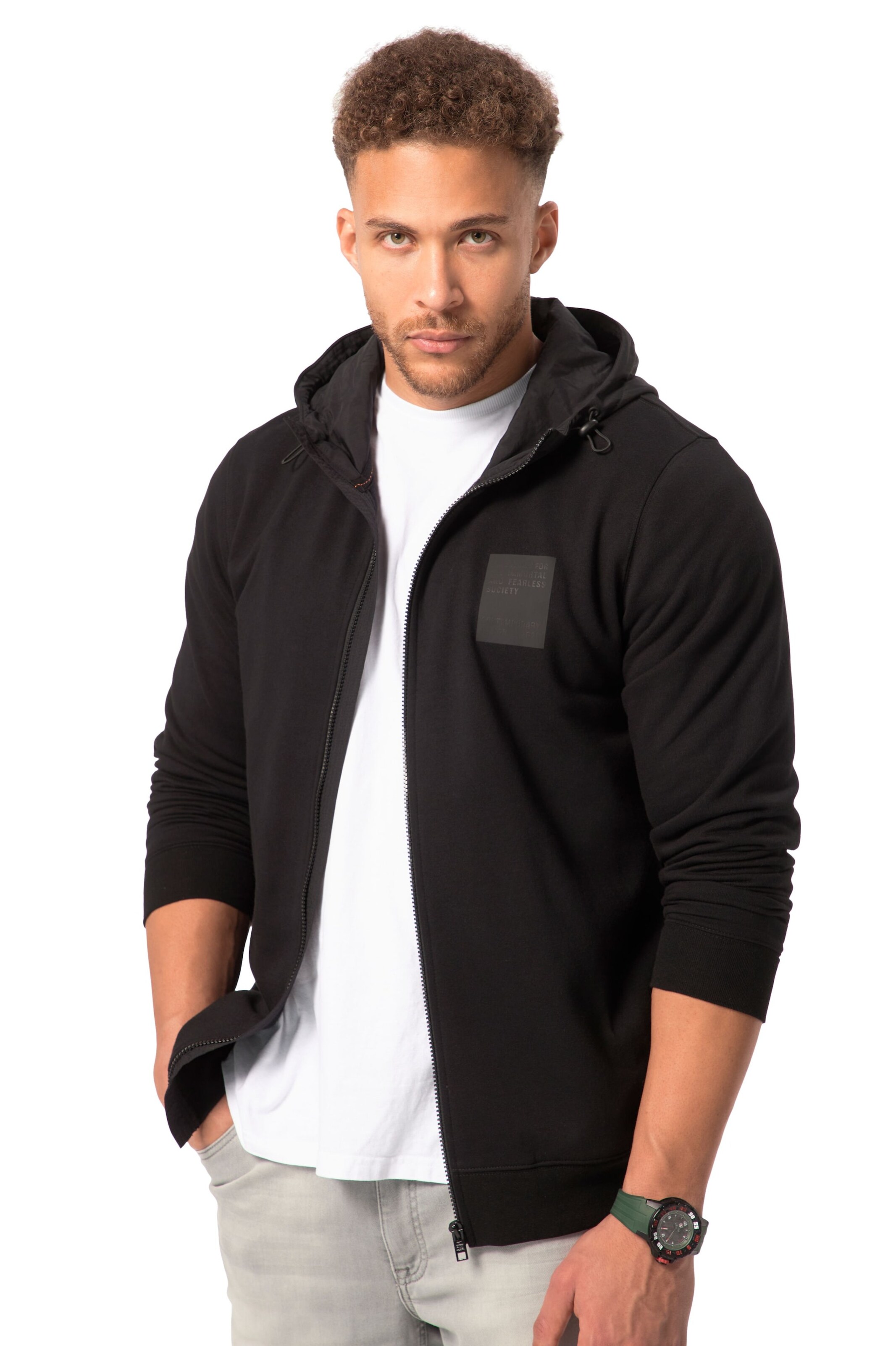 STHUGE Sweat jacket in Black: front