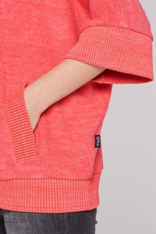 Soccx Oversized Pullover mit Stehkragen und Taschen in Rot