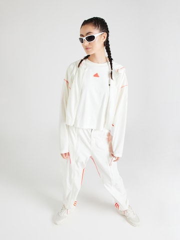 ADIDAS SPORTSWEAR Спортна жилетка с качулка 'Dance All-gender Versatile' в бяло