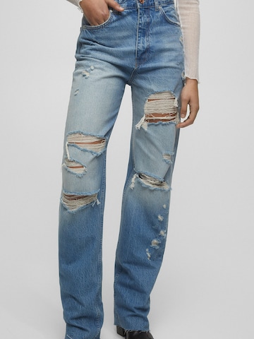 Pull&Bear Wide leg Jeans in Blauw