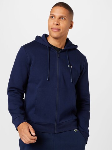 LACOSTE Zip-Up Hoodie in Blue: front