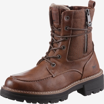 MUSTANG Lace-Up Ankle Boots in Brown: front