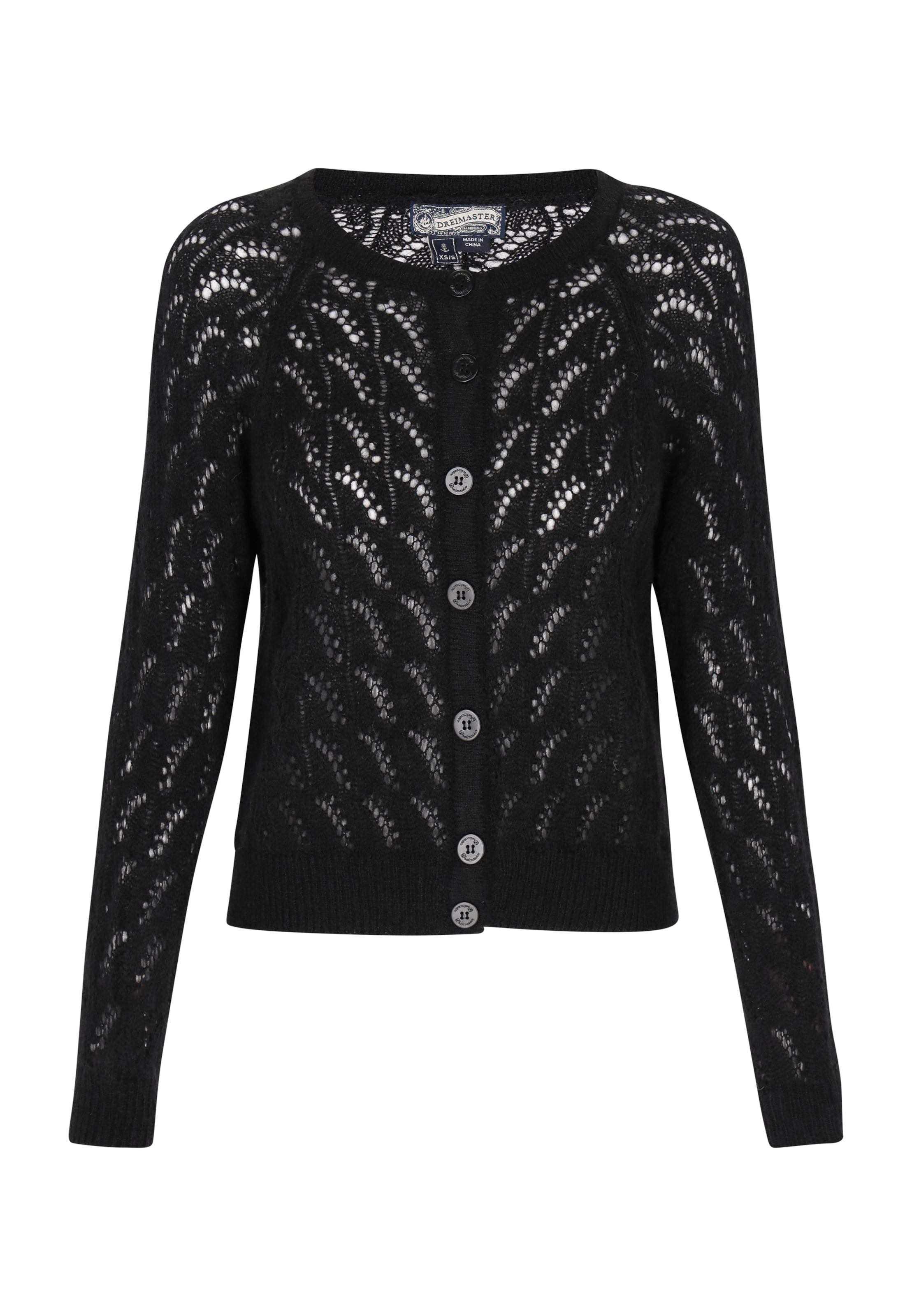 DreiMaster Vintage Strickjacke in Schwarz: Vorderseite