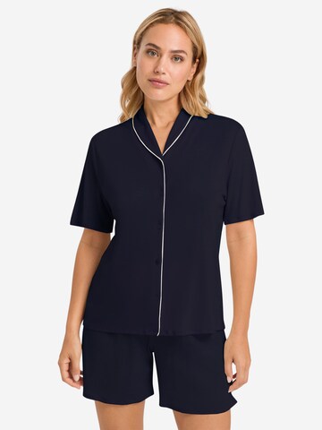 Hanro Pyjama 'Natural Comfort' in Blau